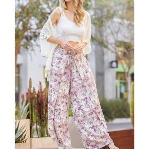 Women's Wide Leg Pants With Tie Front. - ee:some - 1 of 4