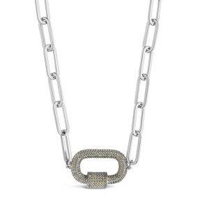 SHINE by Sterling Forever Pave CZ Carabiner Linked Lock Necklace - 1 of 3