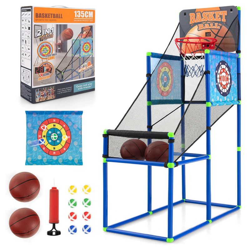 Costway 2-in-1 Kids Basketball Arcade & Sticky Balls Game w/Electronic Scoreboard Sound, 1 of 11