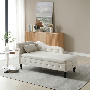 NicBex Velvet Buttons Tufted Nailhead Recliner Sofa with Multifunctional Storage,Upholstered Sleeper Chair for Living Room,Bedroom - 1 of 4