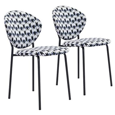 Zuo Clyde Dining Chair (Set of 2) Geometric Print  and  Black - image 1 of 4