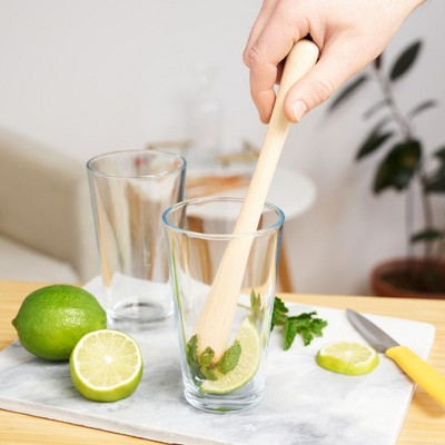 Natural Wood Ergonomic Cocktail Muddler with Serrated Base