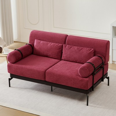 JUJABU 59" Modern Loveseat Sofa with USB Charging Ports and Unique Cylindrical Armrests for Living Room