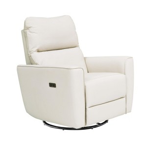 Swivel Rocking Recliner Chair, Manual Recliner Glider with Lumbar Support & Faux Leather Upholstery, Comfortable Rocker Recliner - 1 of 4