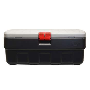 Rubbermaid 48 Gallon Black Action Packer Lockable Latch Indoor and Outdoor Storage Box Container for Home, Garage, Backyard, (Single)