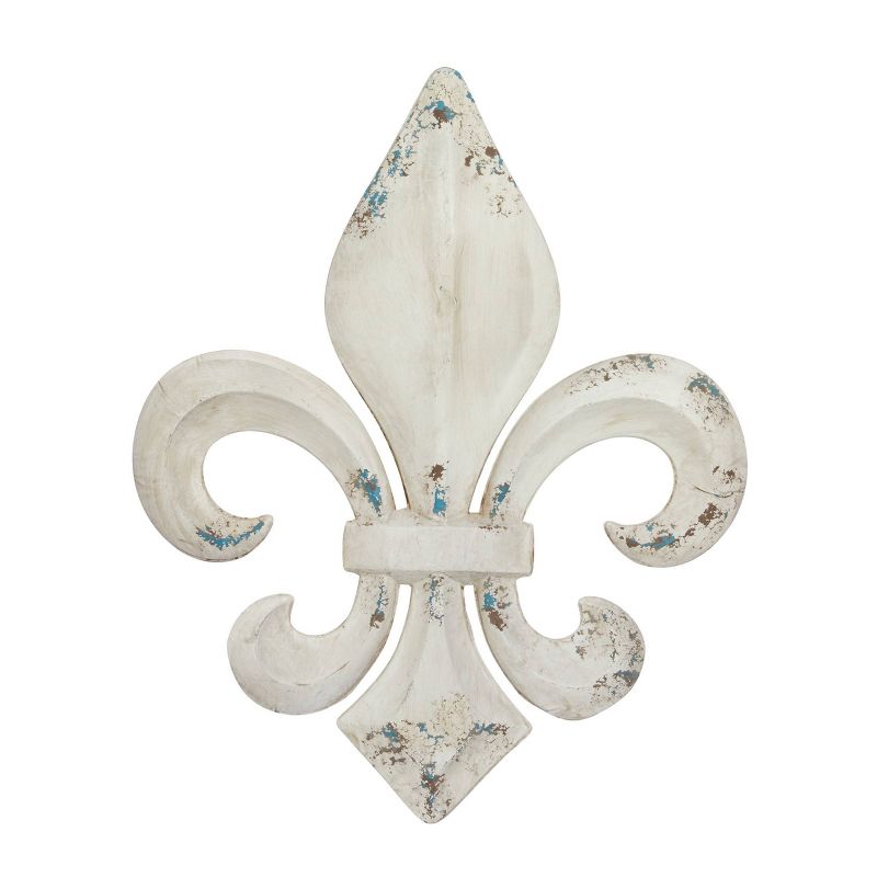 Metal Fleur De Lis Wall Decor with Distressing White - Olivia &#38; May, 1 of 13