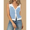 Coolmee Women's Striped Button Down Sweater Vest Casual V Neck Sleeveless Knitted Tank Tops - 3 of 4