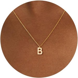 Initial Necklace for Women, 14K Gold Plated Dainty Personalized Letter Pendant - 1 of 4