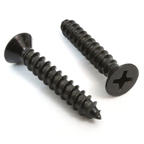 Bolt Dropper No. 8 x 1 Black Screws, Xylan Coated Stainless Flat Head  Phillips Wood Screw, 100 Pack