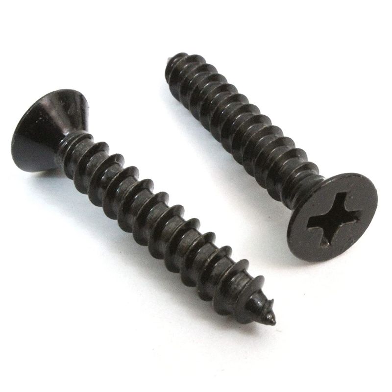 Bolt Dropper No. 8 x 1" Black Screws, Xylan Coated Stainless Flat Head Phillips Wood Screw, 100 Pack, 1 of 5