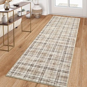 Coucheta Runner Rug for Kitchen Non Slip Bathroom Rugs Indoor Plaid Area Rug for Entryway Stain Resistant Area Rug for Hallway - 1 of 4