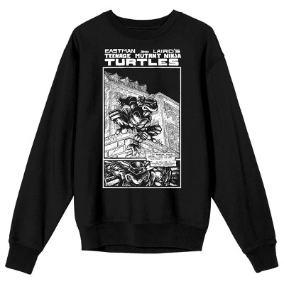 TMNT Comic Origins Crosshatched Art Crew Neck Long Sleeve Athletic Heather  Adult Tee-Small