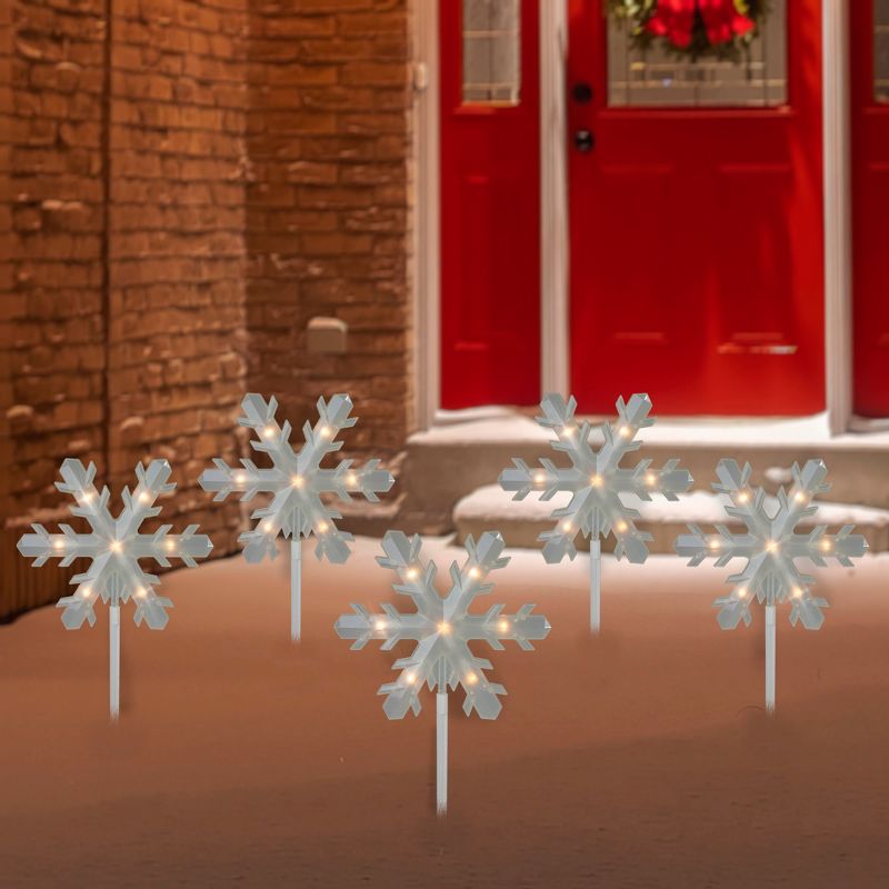 Northlight 5ct Snowflake Christmas Pathway Marker Lawn Stakes - Clear Lights, 2 of 4