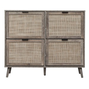 NicBex 41.34 Inch Freestanding Modern Shoe Cabinet with 4 Rattan Flip Drawers and Pine Legs for Hallway,Living Room and Entryway - 1 of 4