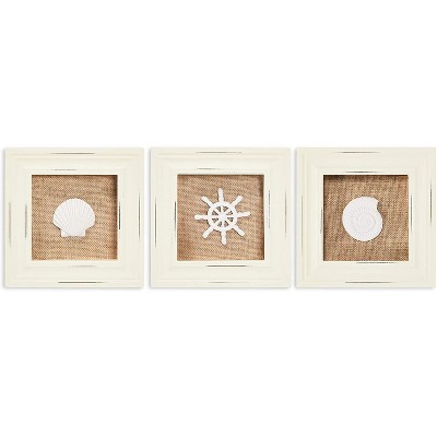 Okuna Outpost 3 Pack Shadow Box Display Case Frame, Nautical Home Decor (6.3 x 1.1 in)