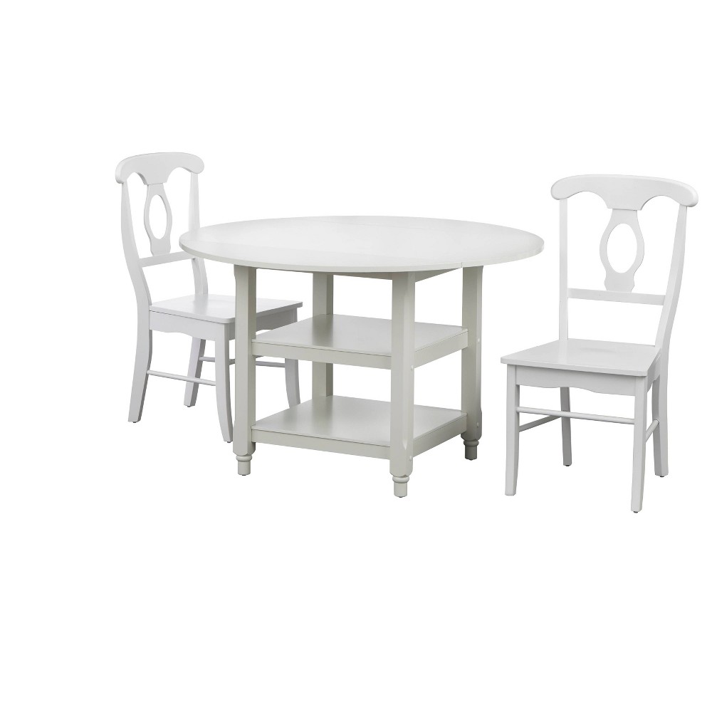 Photos - Dining Table 3Pc Napoli Drop Leaf Farmhouse Dining Set White - Buylateral