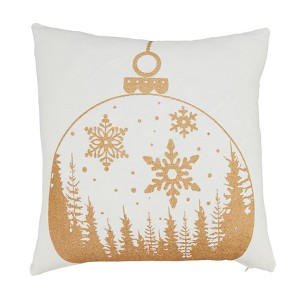 Saro Lifestyle Winter Whimsy Ornament Down Filled Throw Pillow, 18", Gold - 1 of 2