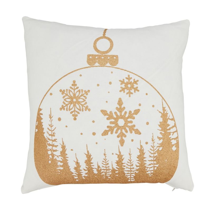 Saro Lifestyle Winter Whimsy Ornament Throw Pillow Cover, 18", Gold, 1 of 3