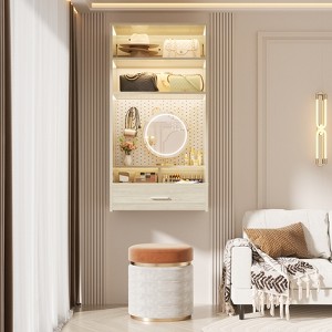 Aheaplus Wall-Mounted Closet Organizer with Magnetic Pegboard, Closet System with Drawer and Vanity Storage shelves - 1 of 4