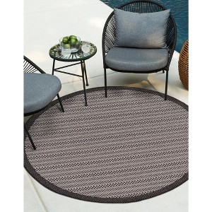 Unique Loom    Outdoor Border Checkered Area Rug - 1 of 4