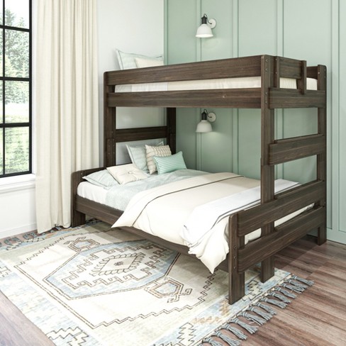 Max & Lily Farmhouse Twin Over Full Bunk Bed, Barnwood Brown : Target