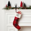 20" Plaid Monogram Christmas Holiday Stocking with Faux Fur Cuff Red/Green/White - Wondershop™ - 2 of 3
