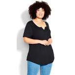 Women's Plus Size Split Neck Top - black | AVENUE