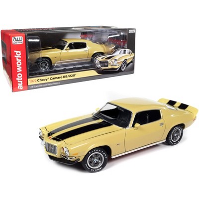 1972 Chevrolet Camaro RS Z28 Cream Yellow with Black Stripes "American Muscle" Series 1/18 Diecast Model Car by Auto World