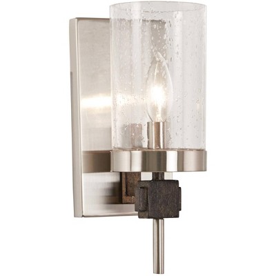 Minka Lavery Modern Wall Light Sconce Brushed Nickel Hardwired 4 1/2" Fixture Clear Seeded Glass Shade for Bedroom Bathroom Vanity