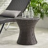 Okak Outdoor Rattan Side Tables Hourglass Waterproof Portable Patio End Table Nightstand Outdoor&Indoor for Garden Balcony Yard Pool, Brown - 2 of 4