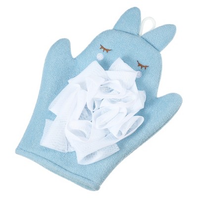 Unique Bargains Double Side Cartoon Shower Gloves for Bathroom 9.65"x7.28" 1 Pc