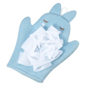 Unique Bargains Double Side Cartoon Shower Gloves for Bathroom 9.65"x7.28" 1 Pc - 1 of 4