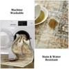 Vintage Distressed Floral Print Carpet Machine Washable Carpet Stain Resistant Easy Cleaning Indoor Carpet - 4 of 4