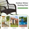 Tangkula Patio Wicker Rocking Chair w/ White Seat Cushions & Lumbar Pillow Porch - 4 of 4