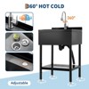 Stainless Steel Utility Sink with Faucet, Single Bowl Kitchen Sink with Adjustable Legs, Storage Shelf,S-Hooks & Hot Cold Water Pipes,Laundry,Garage - 4 of 4