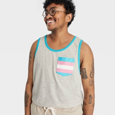 Pride Adult Transgender Flag Tank Top - Heather Gray XS