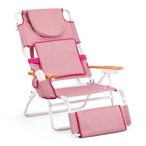 Karl Home Pink Aluminum Folding Beach Chair(Set of 1) - 1 of 4