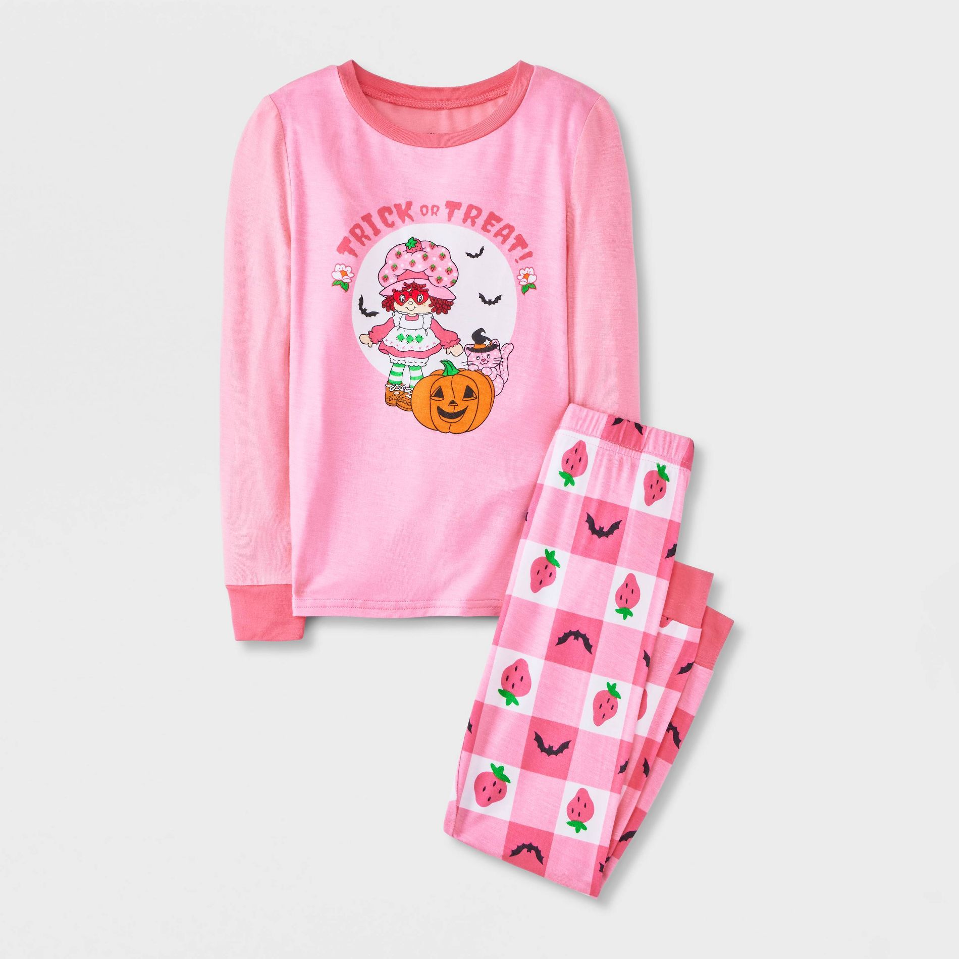 Baby & Toddler Girls' Strawberry Shortcake Halloween Long Sleeve Viscose Pajama Set 2pc - Pink