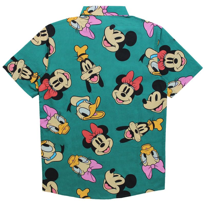 Men's Mickey & Friends Retro Character Print Button Down Shirt, 3 of 4