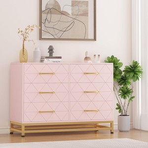 6-Drawer Tall Dresser for Bedroom & Closet, Space Saving Chest with Soft-Close Glides, Anti-Tip, Modern Organizer, White MDF, Durable, Easy Assembly - 1 of 4