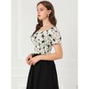 INSPIRE CHIC Women's Floral Print Square Neck Puff Sleeve Smocked Blouse - 2 of 4