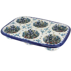 Blue Rose Polish Pottery 335 Vena Muffin Pan - 1 of 1
