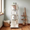 Mshliw 5-Tier 360° Rotating Bookshelf with Drawer & Wheels, Storage Cabinet, Round Display Tower Shelf, MDF Storage Organizer - 2 of 4