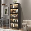 Tall Glass Display Cabinet With LED Lights And Sliding Doors, Modern Black Metal Bookcase For Living Room Or Office-Maison Boucle - 2 of 4