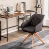 Costway 360degreesSwivel Accent Chair Modern Leathaire Armchair with Beech Wood Legs Brown - 2 of 4