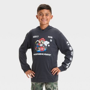 Boys' Super Mario Long Sleeve Graphic T-Shirt - Black - 1 of 4