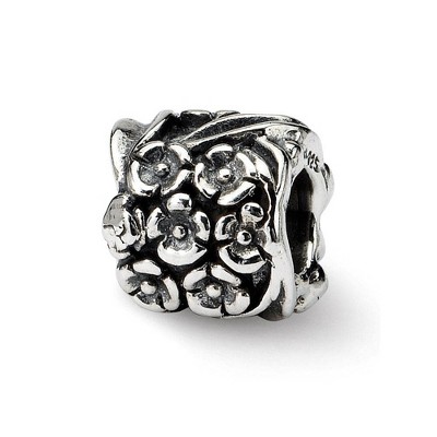 Black Bow Jewelry Sterling Silver Blooming Flowers Bead Charm