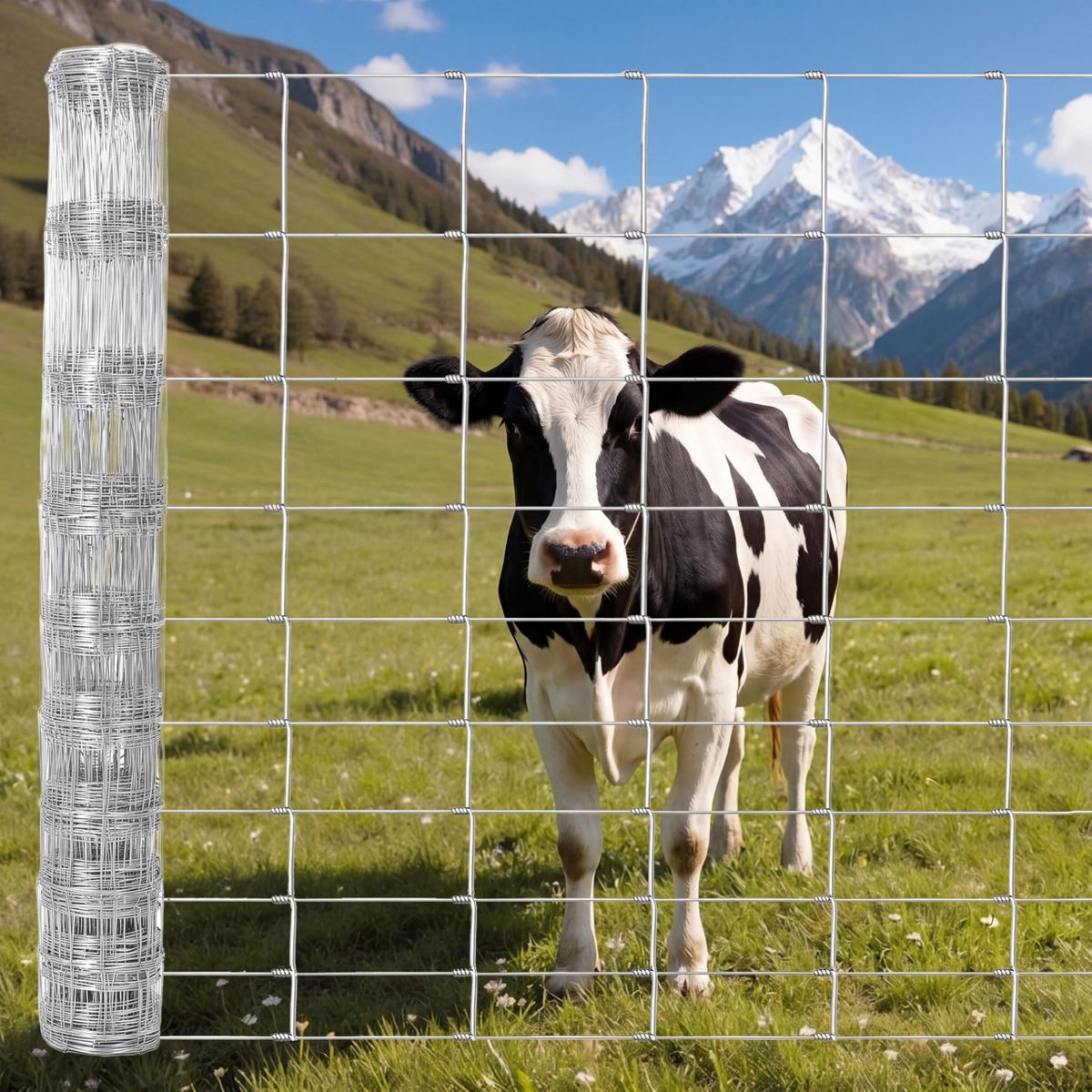 Heavy Duty Galvanized Field Fence for Livestock, Zinc Woven Wire, Outdoor Ranch, Pasture Enclosure, Easy to Install, for Cattle, Horse, Goat, Deer