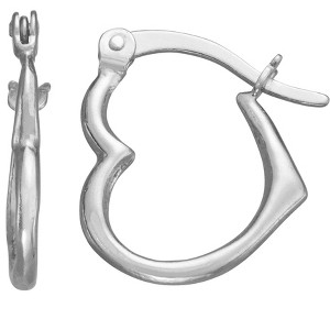 Junior Jewels Sterling Silver Heart Hoop Earrings - 1 of 2