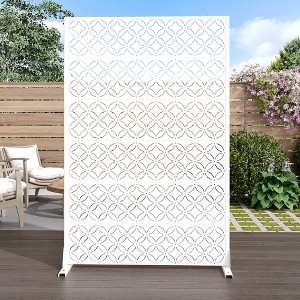 MAYEERTY Copper Coin Type Galvanized Steel Screen Outdoor and Indoor Privacy Screen for Balcony 6 Piece Set White - 1 of 4